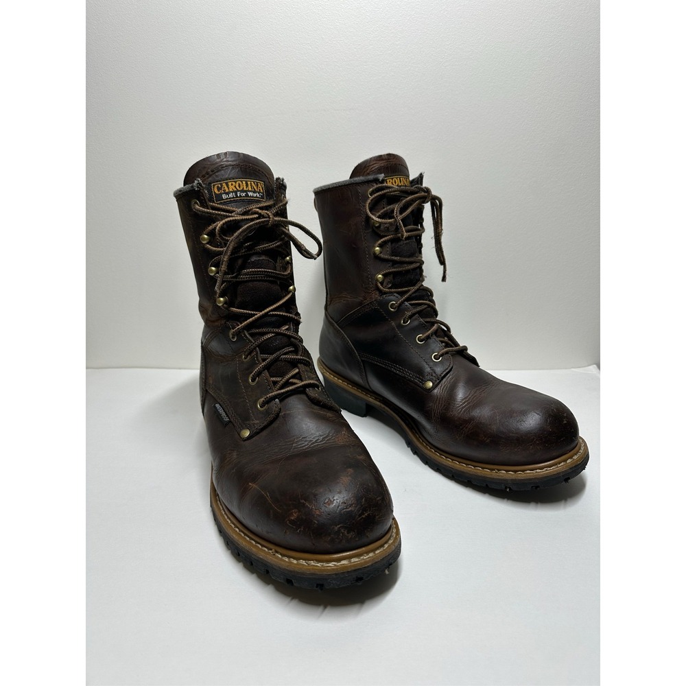 Carolina Mens 13 2E 8" Elm Soft Toe WP Logger Work Boots Brown Leather CA8821